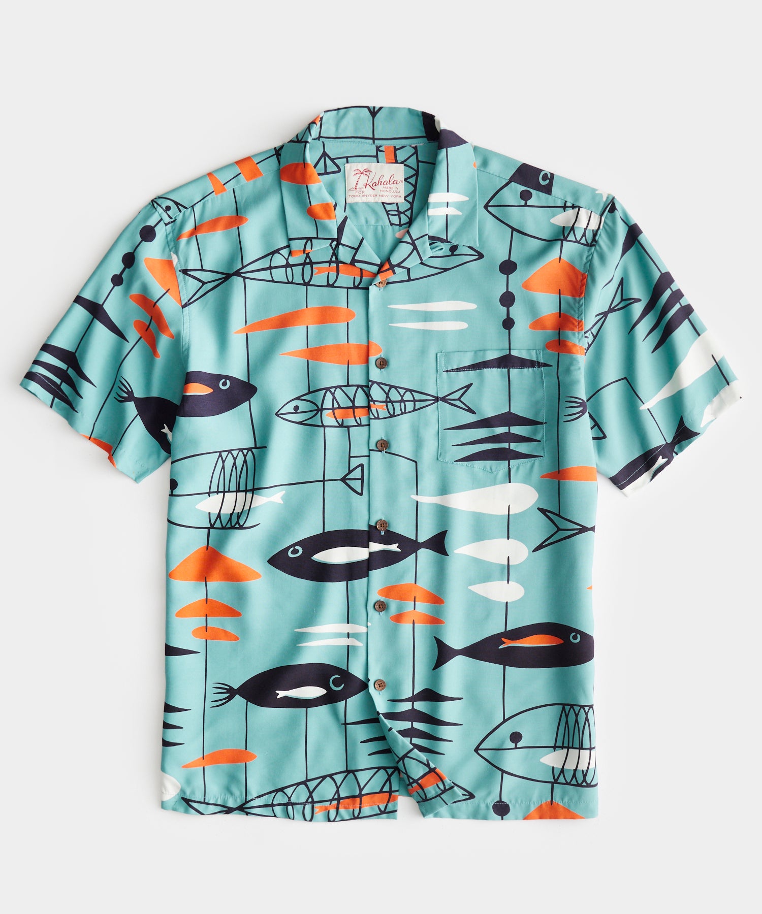 Todd Snyder x Kahala Aloha Shirt in Teal Fish
